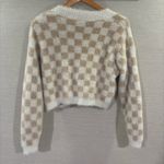 Princess Polly  Cream and Tan Checkered Cardigan‎ Size Small Medium Photo 1