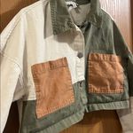 HYFVE Colorblock Women’s Cropped Utility Jacket - Olive, Cream and Brown Medium Photo 1