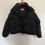 Sixth June Oversized Hooded Puffer Jacket Ribbed Iridescent Effect Black Medium Photo 1