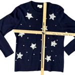 Kate Spade  Navy Blue Silver Sequin Star Constellation Cashmere Sweater sz S / M Photo 2