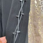 Retro Black Lace Up Side Tie Slit Pants, Small Photo 5