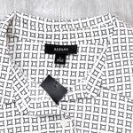 Alfani  Women's White Geometric Print Long Sleeve Button-Down Shirt L Photo 2