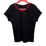 Brandy Melville  Women’s Black Ashlyn Plaid Trim Cropped Tee Size XS Photo 0