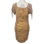 Boutique Yellow Floral Print Ruched Bodycon Mini Dress NWT Size XL Photo 5
