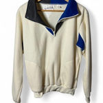 American Vintage Graffiti Vintage 80s Colorblock Fleece Pullover Women's M Cream Blue Gray Retro Photo 0