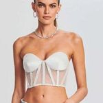 Retrofête Retrofete Lex Top Strapless Corset Bustier White Rhinestone Small NWT Bridal Photo 0