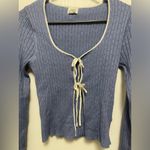 BDG  Blue Long Sleeve bow Tie Front Blouse XL coquette romantic Photo 1