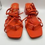 Deltan Fawn Ankle Wrap Strappy Block Heel‎ Thong Dress Sandals Womens Size 8M Orange Photo 5