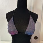 BLUE PURPLE GLITTER TRIANGLE BIKINI TOP Size XS Photo 0