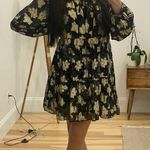 ZARA  Sz M Gold and black floral mini dress #floraldress Photo 0