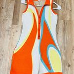 Look Sky Boutique Hippy 70s Y2K Short Sleeve Bodycon Jumpsuit romper size small Orange Photo 5