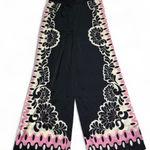 Rachel Zoe Women’s Satin Scarf Print Wide Leg Pants Black Pink size Small Photo 0