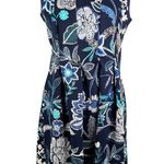 Enfocus Studio Dress 10 Navy Floral Sleeveless Keyhole Stretch Photo 11