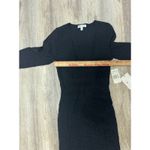 Good American Leopard Deep V Midi Dress Long Sleeve Knit Black Size 1 Small NWT Photo 6