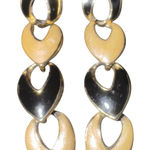 Dangle Drop Earrings Gold Black‎ Beige Open Teardrop Hearts Costume Jewelry Black Photo 0