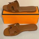 Amazon Brown Leather Slide Sandals Photo 0