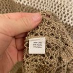 Blue Saks Fifth Avenue Sweater Women's Size Small Colorblock Linen Open Knit Tan Photo 3