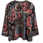 Joan Rivers Large Colorful Paisley Patchwork Open Front Blazer Jacket Artsy Black Photo 5