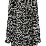 Dalia Collection  Black Gray High Low Long Sleeve Button‎ Up Blouse Size XL Photo 1