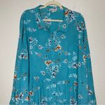 Woman Within  Blue Floral Button Down Shirt Photo 2