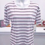 Nanette Lepore Striped Tee Super Soft Crew Neck T-Shirt Size L Purple NWT $48 Photo 6