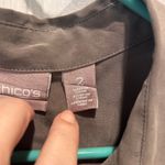 Chico's  Olive Khaki Green Button Down Long Sleeve Shirt Top Women's Size 2 12/14 Photo 3