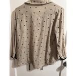EAM Women's Beige Cat Print V Neck Tie Neck Long Sleeve Blouse Top Size L Tan Size L Photo 2