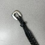 Nocona Womens Black Leather Belt 28 Silvertone Buckle 1.25in Rope Metallic USA Photo 1