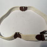 Cream Weave‎ Braided Cotton Belt Faux Leather Gold M Photo 0