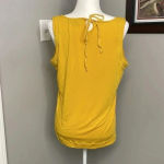 Womens Mustard Pintuck Sleeveless Tie back Blouse Top Shirt Size Large Gold Photo 3