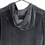 Chic Vintage Velour Long Sleeve Drawstring Hoodie with Zipper Front & Po… Black Size M Photo 3