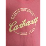 Carhartt Salmon & Yellow Crew Neck Logo T-Shirt Short Sleeve EUC Sz Sm Cotton Photo 1
