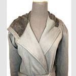 Eddie Bauer  Lounge Fleece Robe Black SZ S/M Belted Hooded Pockets Hoodie Cozy Photo 1