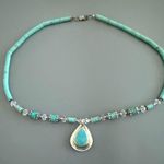 Southwestern Boma Heshi Turquoise Sterling Silver Pendant Necklace VTG🔥 Photo 1
