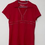 Lady Hagen  hydro-dri medium women’s red and houndstooth lined v neck polo golf t Photo 1
