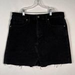 Madewell Black Rigid Denim A-Line Let-Down Raw Hem Mini Skirt in Colfax Wash 31 Photo 1