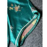 Japan Kimono Chinese Cheongsam Green Satin Oriental Womens Size 40 Zip Vintage Photo 5