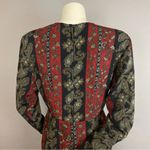 Vintage Dress 80s Pencil Petal Hip Skirt Layer Striped Floral Women Retro Black Red Photo 5