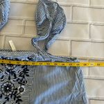 ZARA Blue White Stripe Embroidered Tassel Square Neck Ruffle Strap Tank Top M Photo 7