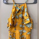 Anthropologie Varun Bahl Yellow Light Blue Flowers Birds Ruffle Detail Sz 2 Photo 2