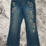Angels Vintage Y2K 90s Floral Stitchwork Sequin High Rise Flare Leg Petite Jeans Photo 1