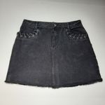 Honey Punch Womens Denim Mini Skirt Medium Black Moto Biker Chic Y2K Whimsigoth  Photo 1