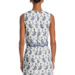 AQUA  Embroidered Layered dress‎ Sleeveless Floral Cotton White Blue XXL Photo 1