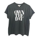 On 34th Women's Dark Gray Own the Day Motivational Cuffed Sleeve T Photo 0