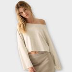 Promise The Label Size M Scuba Wide Sleeve Boatneck Pullover Heather Gray New‎ Size M Photo 4