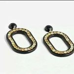 J.Crew  Italian Crystal Oval Statement Earrings | Black & Gold | NWOT Photo 1