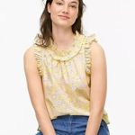 J.Crew Cotton Poplin Ruffle-Trim Top in Rose Vines Size M Retail $80 Photo 4