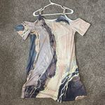 Marble Print Multicolor Shoulder Cut Out Dress Size L Photo 3