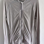 Athleta Run Zip Up Womens Large Silver Workout Active Training Run Sporty Photo 0