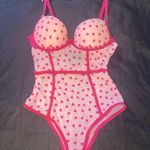 French affair  Medium Pink Heart Polka Dot Bodysuit Photo 0